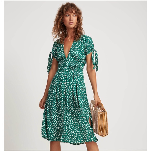 faithfull the brand green floral dress